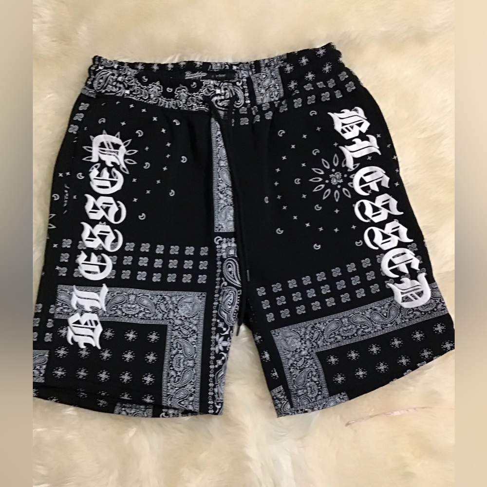 Brooklyn Cloth Mfg Co black & white bandanna shorts for men Med great condition